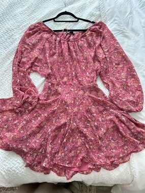 Forever 21 Pink Floral Off-Shoulder Mini Dress